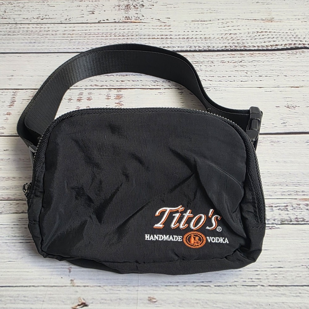 Tito's Handmade Vodka Black Fanny Pack Waist Bag Promo Adjustable Strap Zippered
